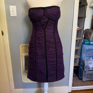 Purple strapless dress